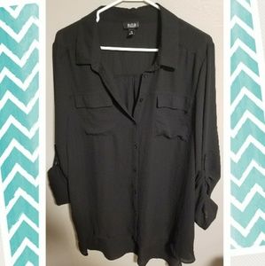 A.N.A high low button tunic
